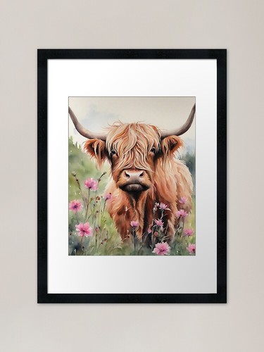 Highland cow painting framed - cow,