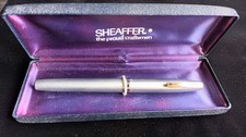 Vtg SHEAFFER Imperial 444 Fountain Pen 14k Nib box chrome white dot push button