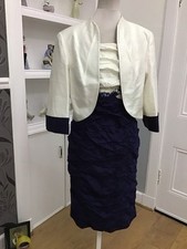 CONDICI Ivory Navy Lace  Dress + Ivory Bolero Fit 16-18 Defect Dress Away