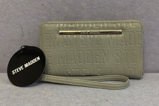 New Steve Madden purse BNWT clutch bag leather grey tags wallet  T3813