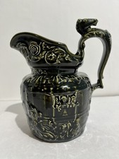 Arthur Wood Ride Of John Gilpin Jug Pitcher Dark Green Horse Head Vintage 