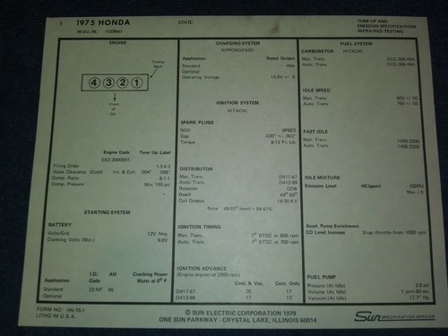1975 honda civic - 1975, i-4