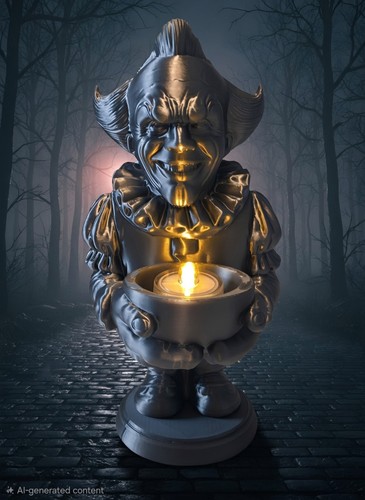 Creepy silver clown - clown, candle