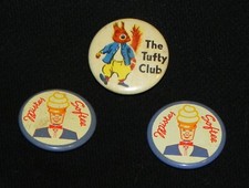 VINTAGE ORIGINAL 1960s / 1970s BADGES TUFTY CLUB + TWO X  Mr SOFTEE ICE CREAM
