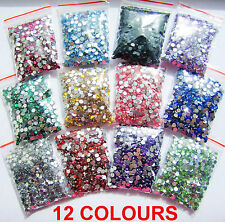 12 Colours 1000pcs Crystal Flat Back Acrylic Rhinestones Gems 3mm 4mm 5mm Craft