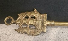 Vintage Decorative Long Handled, Solid Brass Shoe Horn, With A Ship Handle