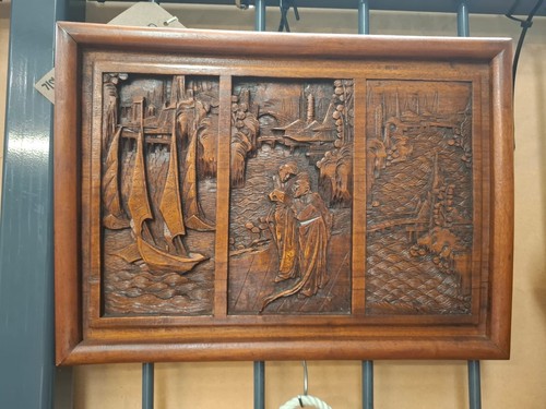 Vintage rosewood carved panel - vintage,