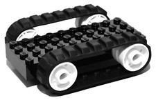 LEGO 2x Black Rubber Caterpillar Treads + 4 Drive Wheels 4x10 base digger tank 