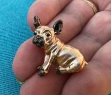 Vintage Style Enamel French Bulldog Brooch Shawl Dog Pin