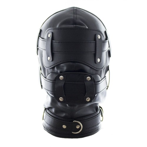 Black bondage hood mask - hood,