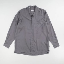 Brioni Womens Short Sleeve Shirt Flannel Satin Grey Button Up Collared S RRP1300