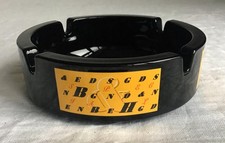 French Thick Black Glass Benson & Hedges Cigarettes 4 Slot Ashtray.