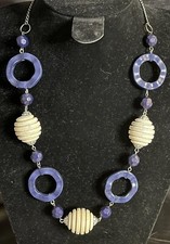 Long Chunky Blue Hoop & Cream