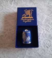 TCC Rockingham England Blue & Floral Lustre Thimble Crystal Top, in original box