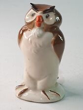 Vintage Owl Figurine in Style of Beswick - Brown & White Ceramic - 8cm/3.15"