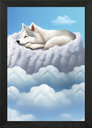 Husky puppy dreaming framed - puppy,