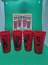 4 Sailor Jerry Tattoo Rum Limited Edition Plastic Drink Cups Tumblers Red