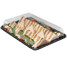 Large Black Food Catering Platters with Lids Reusable Serving Event Parties Tray
