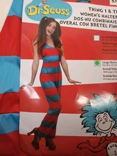 Dr Seuss Thing 1 and Thing 2 Halter Jumpsuit. L/XL Adult Jumpsuit Costume New