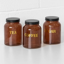 Amber Glass Tea Coffee Sugar