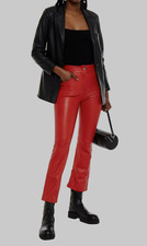 Stand Studio AVERY red leather cropped trousers pants 40IT 8uk 4us 36fr  £425