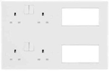 BG media lounge plate 2 x 2 Gang DP 13A Socket & 8 Euro Module + 35mm Back Plate