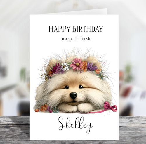 Pomeranian puppy birthday card - pomeranian,