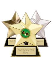 Lawn Bowls Woods And Jack Star Metal Plaque Award 12cm Trophy (G) Engraved Free