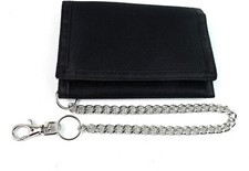 Mens Boys Gents CANVAS WALLET with SECURITY CHAIN 