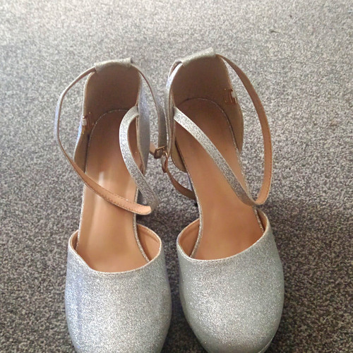 Silver glitter strappy - glitter,