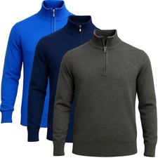 Mens Half Zip Fleece Jacket Warm Winter Pullover Jumper Sweater Sweatshirt Tops