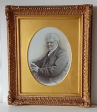 ANTIQUE OPALOTYPE - PHOTO ON MILK GLASS - GILT GESSO GLAZED FRAME