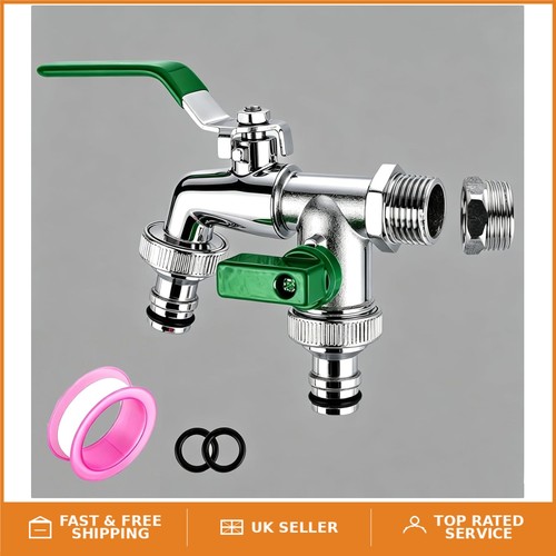Brass double garden tap - garden, tap,