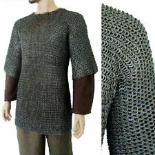 Large Chainmail Shirt 9 mm Flat Riveted Chain Mail Haubergeon Armour LARP
