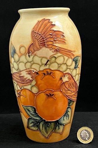 Moorcroft finches vase on an - vase,
