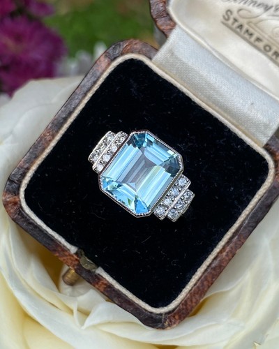 Art deco aquamarine - aquamarine, and