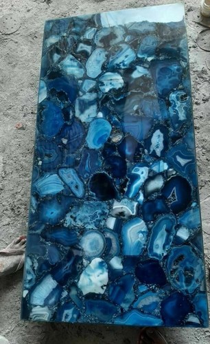Blue agate table top - 12",