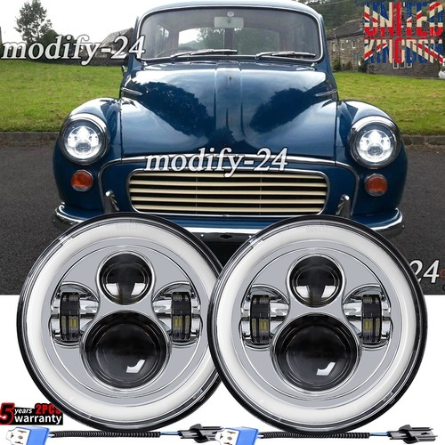 Pair chrome 7inch round - 7inch, led