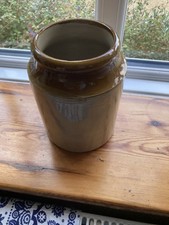Vintage Stoneware Glazed Earthenware Storage Jar Pot Utensils Rustic Country