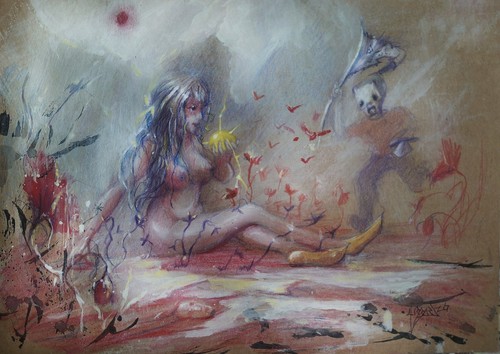 Redsun eve art painting - art, weird