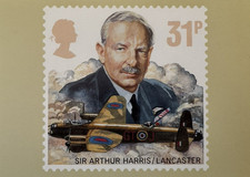 Sir Arthur Harris, Lancaster Bomber, Royal Mail Stamp Postcard 1986