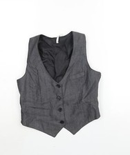 Miss Posh Womens Grey Jacket Waistcoat Size M Button