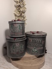 Set Of 3 Metal Merry Christmas
