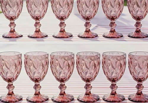 Set pink glass stemmed - glass,