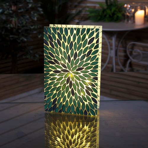 Green leaf stained glass - green, table