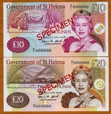 Specimen Set, St. Helena / Africa, 10;20 Pounds, 2004,  P-12s;13s, QEII, UNC