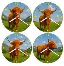 Highland Cow Wall Clock – Silent – 200mm/300mm – 4 Designs – Battery Included