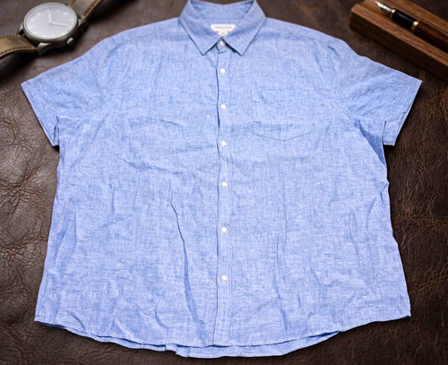 Linen blend blue band - blue,
