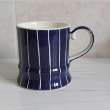 Whittard Of Chelsea Vertical Stripe Mug Navy Blue White Ceramic H 9.5cm Tankard