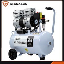 24 Litre Air Compressor 80 L/min Oil Free 9.6 CFM UK 900W 118 PSI 1600 PR 1HP